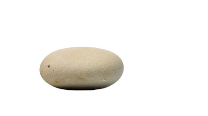 A smooth, polished stone, placed flat on a white surface, with a soft reflection. Transparent background


