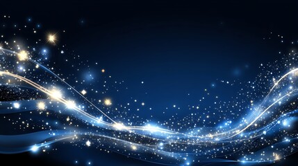 Obraz premium Mesmerizing abstract illustration of dynamic, glowing streams and particles against a deep blue backdrop, evoking a sense of motion and cosmic wonder.