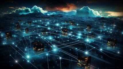 Futuristic cloud computing network with real-time data streams and global connectivity