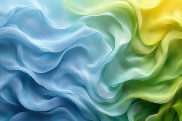 Obraz premium Abstract Blue Green Yellow Fabric Waves Texture