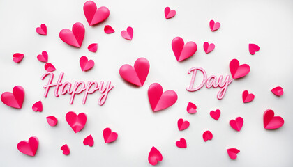 Hearts of different sizes lie on a light background. Valentine's day card, wedding invitation, postcard, wallpaper