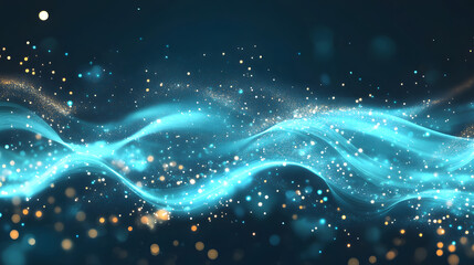 Fototapeta premium A turquoise abstract design featuring fluid curves and glowing highlights, forming a visually mesmerizing pattern.