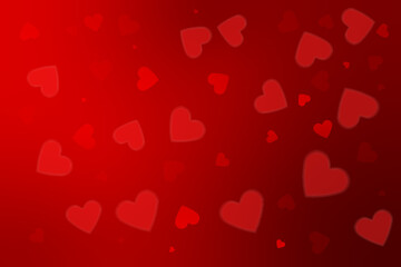 Happy Valentine's Day Background with Heart Bokeh Lights. Abstract Red Love Banner. Wedding Wallpaper. Romantic. Vector Illustration