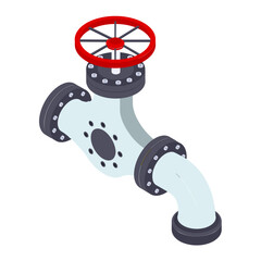 Pneumatic Steel Check Valve isometric Concept, Pinch Fuel Valve Vector color Icon Design, Oil and Gas industry Symbol, Petroleum  and gasoline Sign, Service and supply stock illustration