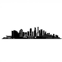 Obraz premium San diego waterfront skyline california usa ink sketch illustration silhouetted skyline cityscape architecture illustration building city vector