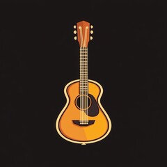 Fototapeta premium Stylized vector illustration of an acoustic guitar with a detailed body and elegant design.