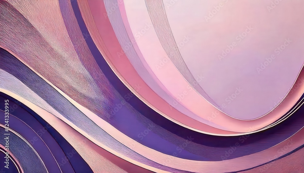 Poster abstract flowing paper layers in shades of pink and purple with intricate texture, perfect for moder
