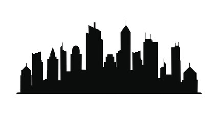 Black City skyline vector art on white background 