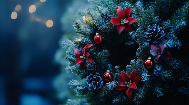 Christmas door decorations with cozy mood
