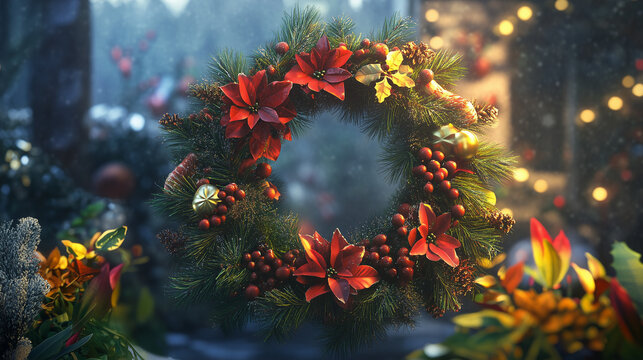 Christmas door decorations with cozy mood