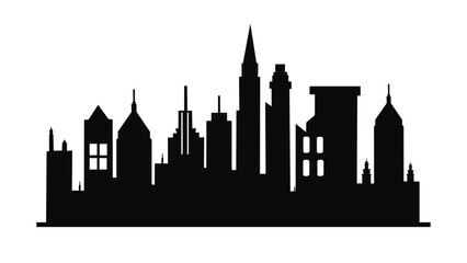 Obraz premium Black City skyline vector art on white background 