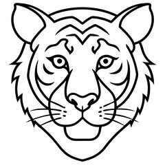 Sleek Tiger Head in Simple Line Art