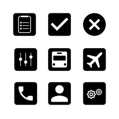 Set of 9 Transportation and Travel Icons