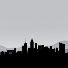 Obraz premium Artistic silhouette of urban skyline at dusk silhouetted skyline cityscape architecture illustration building city vector