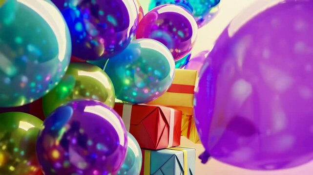 gifts and balloon decoration element for birth day celebration greeting design
