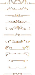 vector vintage frames for decoration and design, golden gradient