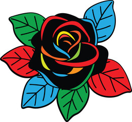  Rose silhouette vector on white background. 