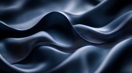Fototapeta premium Dark blue silk waves, elegant texture, abstract background, design