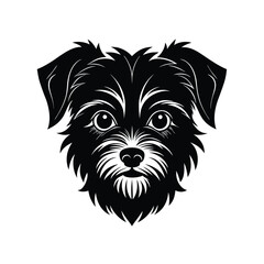 Affenpinscher small dog head silhouette vector.eps