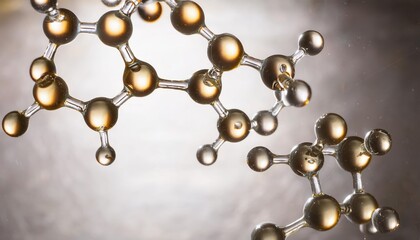 Innovative translucent firefly zinc and bisabolol molecules on white background showcasing molecular structures and interactions