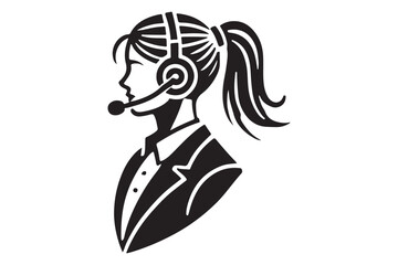 call center agent in profile view silhouette logo