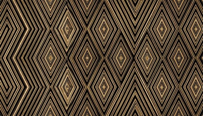 luxury art deco geometric pattern with gold diamond line design on black background, seamless vintage texture for wallpaper


