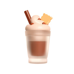 3D Icon Cute Chocolate Milkshake or Coffee