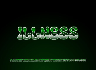 bold 3d chrome gradient green illness text effect, Ideal for posters, banners, digital artwork, and more