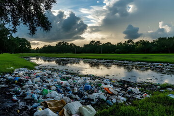 garbage in the forest field