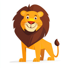 Obraz premium A cartoon illustration of a lion with a majestic mane. The lion's mane is depicted in vibrant shades of orange and brown, making it visually striking.