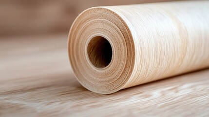 Wood veneer roll on oak floor