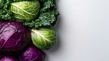 Fototapeta premium Vibrant Cabbage and Kale Still Life Photography