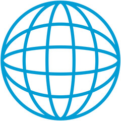 blue outline web globe icon