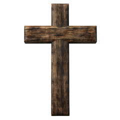 A rustic wooden cross with a textured surface, symbolizing faith and spirituality.
