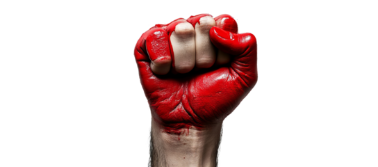 PNG Red Raised Fist Symbolizing Strength and Defiance, transparent background
