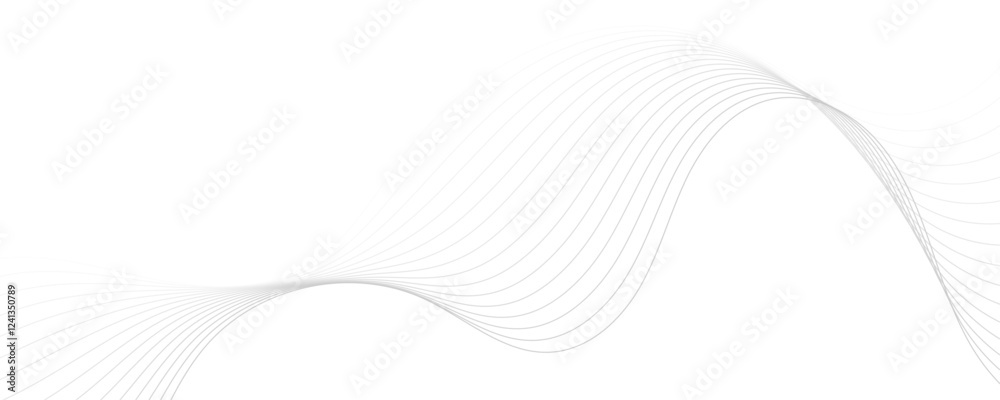 Wall mural abstract gray wave dynamic curve lines background. energy technology concept modern backdrop design 