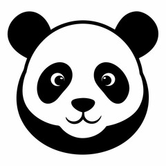 Black Silhouette of Panda Head Vector