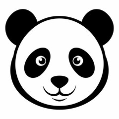 Black Silhouette of Panda Head Vector