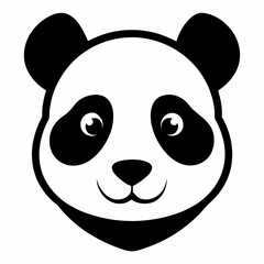 Black Silhouette of Panda Head Vector