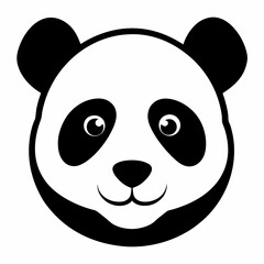 Black Silhouette of Panda Head Vector