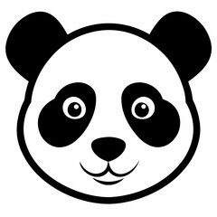 Black Silhouette of Panda Head Vector