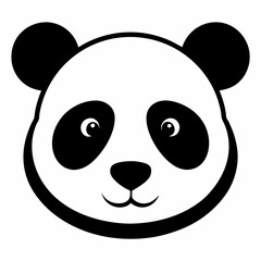 Black Silhouette of Panda Head Vector