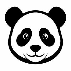 Black Silhouette of Panda Head Vector