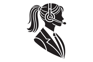 call center agent in profile view silhouette logo