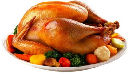 PNG Roasted Turkey on Black Platter with Parsley Garnish, transparent background