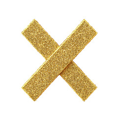 Obraz premium Glittering gold cross symbol with sparkling texture, festive and bright