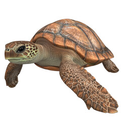 Fototapeta premium A detailed, realistic depiction of a turtle swimming gracefully, showcasing its textured shell and flippers.