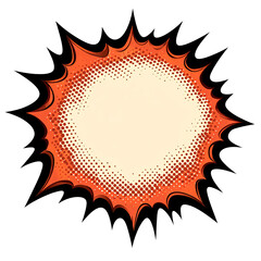 Orange comic book explosion graphic design element isolated on transparent or white background. Generative ai