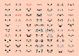 Cute Kawaii Facial Expressions Collection