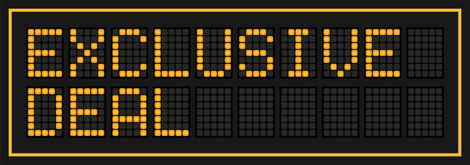 Orange color led banner in word exclusive deal on black background